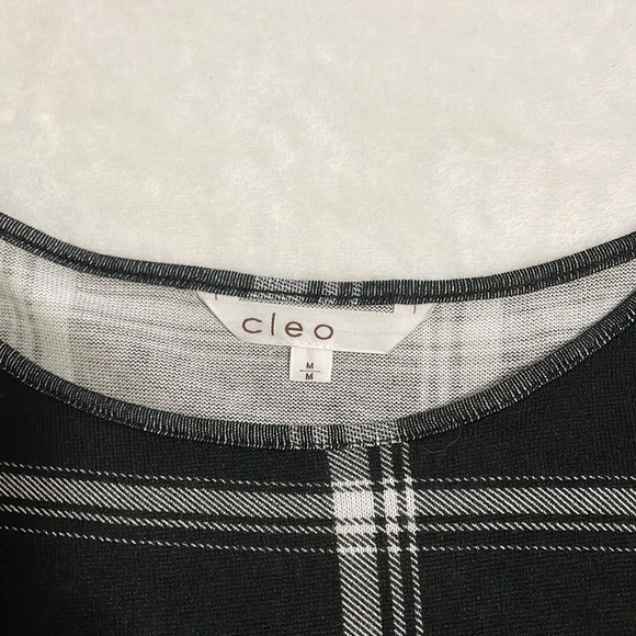 Cleo, black flannel print off shoulder blouse with accent buttons - Picture 5 of 5
